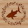 Heartfelt Shark Illustration A stylized illustration of a shark with heart symbols surrounding its body.