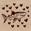 A stylized shark illustration with heart patterns, suitable for vector design and cut-out projects.