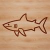 A graphic representation of a shark, designed as vector art for digital applications.
