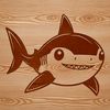 A stylized illustration of a shark in a graphic format suitable for digital design.