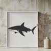 A detailed illustration of a shark, a wild sea creature found in oceans worldwide.
