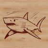 A graphic representation of a wild sea creature, designed as a cuttable stencil.