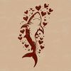 An illustration of a shark with hearts surrounding its body.