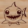A stylized illustration of a shark, suitable for digital designs and crafts.