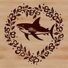 A blue shark swimming through the ocean waters, suitable for use as a graphic element in various design projects.