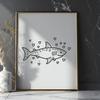 Cute Shark Clip Art with Heart Decorations Illustrated shark clip art with heart decorations in a vector design format.