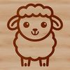 A simple line drawing of a farm animal, depicted as a sheep.