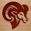 SVG illustration of a sheep's head with woolly coat and distinctive horns.