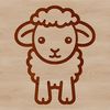 White Sheep Silhouette on Green Field A simple line drawing of a white sheep standing on a green grassy field.