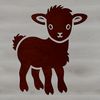A simple illustration of a sheep grazing in a green meadow, suitable for vector graphics.