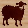 A high-quality digital illustration of a sheep standing on a farm landscape.