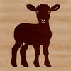 A graphic illustration of a single sheep standing on a green hill.