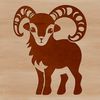 Ram Standing on Green Meadow SVG Illustration of a ram standing on a green meadow in a farm setting.