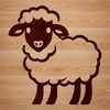 A simple line drawing of a sheep with basic shapes and forms.