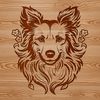 Majestic Shetland Sheepdog Portrait Illustration of a Shetland sheepdog breed with detailed facial characteristics.