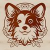 Whimsical Shetland Dog Face Art Close-up illustration of a Shetland sheepdog's head and face, suitable for pet owners and animal enthusiasts.