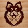 A detailed illustration of a Shetland sheepdog's head with vector lines and precise details.