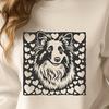 Adorable Dog in a Heart Surround A cute Shetland sheepdog with love hearts surrounding its head.