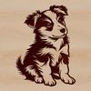 Close-up illustration of a sitting Shetland sheepdog with a friendly expression.