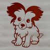 An SVG vector art depiction of a Shetland sheepdog breed dog sitting.