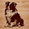Vector Dog Image - Sitting Shetland Sheepdog A breed-specific illustration of a sitting Shetland sheepdog in vector format.