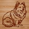 Shetland Sheepdog Pawsome Pet Portrait A vector illustration of a seated Shetland sheepdog, a small dog breed known for its distinctive appearance.