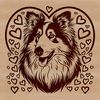 Elegant Shetland Sheepdog Vector Portrait A vector graphic representation of a Shetland sheepdog breed's facial characteristics.