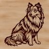Friendly Sitting Dog Design A illustration of a sitting Shetland sheepdog, depicted as a detailed vector image.