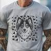 Whimsical Vector Illustration of a Lovable Shetland Dog Vector graphic design of a Shetland sheepdog with heart details, suitable for clip art use.