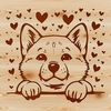 Cute Canine Behind Love Hearts A Shiba Inu's head peeking out from behind love hearts.