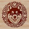 Cute Dog Clip Art Vector Image A simple line drawing of a Shiba Inu's head with love hearts surrounding it, ideal for digital crafting and design projects.