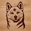 Beautiful Shiba Inu head clip art for creative designs. A detailed digital illustration of a Shiba Inu dog's head, suitable for use in vector art designs.