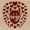 Beautiful Shiba Inu Clip Art A colorful illustration of a Shiba Inu dog with hearts surrounding its head, suitable for vector art and clip art designs.