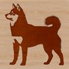 A vector illustration of a standing Shiba Inu dog in a simple design.