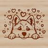 Sweet Shiba Inu Face A vector illustration of a cute Shiba Inu dog peeking out with heart-shaped accents around its head.