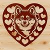 Cute Shiba Inu Face with Love Hearts A vector illustration of a Shiba Inu's head featuring love hearts.