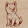 Line drawing illustration of a sitting shiba inu dog with simple vector design.