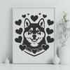 Shiba Inu Facial Expression SVG A portrait of a Japanese breed dog, the Shiba Inu, with its distinctive fox-like head.