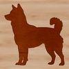 Japanese Dog Silhouette Vector Art A standing Shiba Inu dog in silhouette, depicted as a vector graphic.