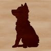 Playful Shiba Inu Silhouette A stylized vector illustration of a Shiba Inu sitting in profile, suitable for various design applications.