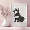 Cute Dog Sitting Illustration A detailed illustration of a Shiba Inu dog sitting on its hind legs, suitable for use in vector graphics design.