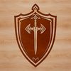 A detailed, scalable shield design created using vector graphics for various crafting and design applications.