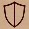 A simple line drawing of a shield icon.