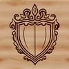 An ornate shield with intricate designs, ideal as vector art for cutting machines or laser cutters.