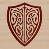 A graphic representation of a shield with rounded edges and a metallic finish.