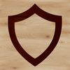 Simple line drawing illustration of a shield symbol with clean lines and minimal details.