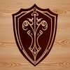 A stylized shield design made from clean lines and geometric shapes, ideal for vector art projects.