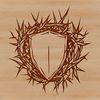 Vector shield design with sharp thorns, suitable for cutting machines and laser cutters.