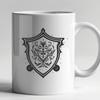 Ornate Metal Shield Illustration with Customizable Designs An ornate metal shield with intricate designs used as a vector art illustration.