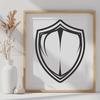 Illustrative Shield Design with Ornate Armor Plating A vector design illustration of a shield with detailed armor plating.